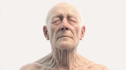 Obraz premium elderly man experiencing severe breathing difficulty health crisis visual 3d white background