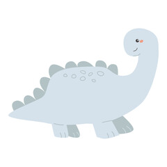 Cute cartoon dinosaur illustration with smiling expression.