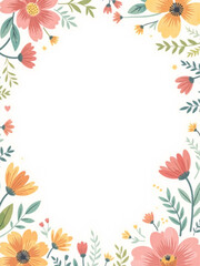 cartoon frame with flowers and leaves