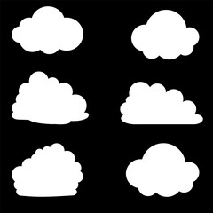 Stylish white cloud icon set perfect for app development and digital designs.