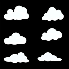 Abstract white cloud symbols crafted for internet, networking, and web design.