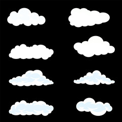 White cloud icons designed for modern apps, websites, and digital storage concepts.
