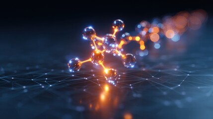 glowing molecule network connection