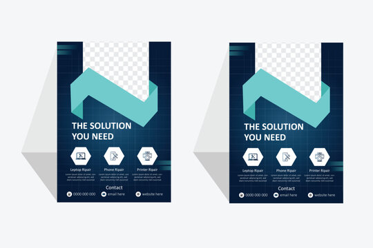Modern A4  Technology Flyer Design Templet Vector File Print