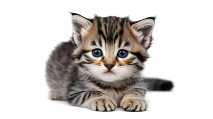 Obraz premium Adorable kitten isolated on white background, a cute and cuddly feline pet