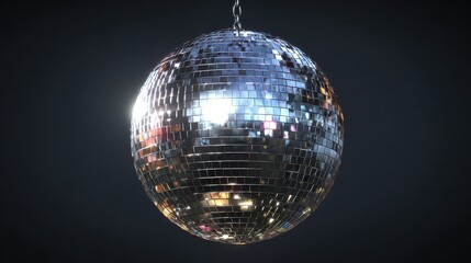 Obraz premium a single brilliantly shiny disco ball rotates against a dark background