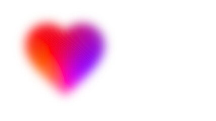 A vibrant, colorful heart shape, expressing love, affection, and emotional depth. The heart transitions through shades of red, orange, and purple, creating a gradient effect. transparent background
