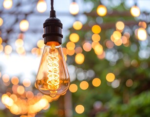 Warm light bulb, garden string lights