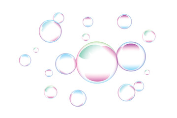 3d realistic soap water bubbles vector illustration transparent background colorful rainbow reflection bubble glossy shiny floating design isolated sphere circle pattern