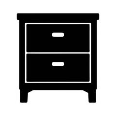 Black nightstand bedside table with drawers vector illustration furniture home decor design element