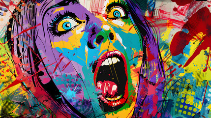 Fototapeta premium Colorful Expression: A Vivid Depiction of Emotion through Abstract Art