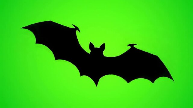 Halloween Animation with Silhouette Bats Flying Across a Bright Green Background Creating a Spooky Atmosphere