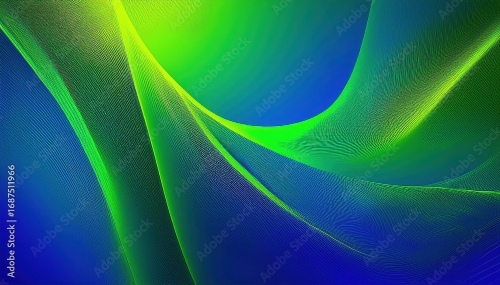 Wall mural dynamic green and blue flowing abstract lines with fine textures for modern design and digital art b