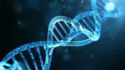 Glowing blue dna helix in digital space - Powered by Adobe