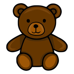 Adorable vector illustration of a brown teddy bear, characterized by its simplistic design and warm brown color palette, perfect for childrens products or playful branding.