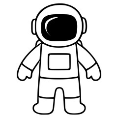 Simple vector illustration of a cartoon astronaut in a spacesuit, characterized by bold outlines and minimal details, ideal for childrens books or space-themed designs.