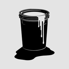 Paint Bucket Single Isolated Graphic Sign Vector Clip Art, Bucket Simple Icon Set Paint Bucket Black Silhouette Graphic Shape