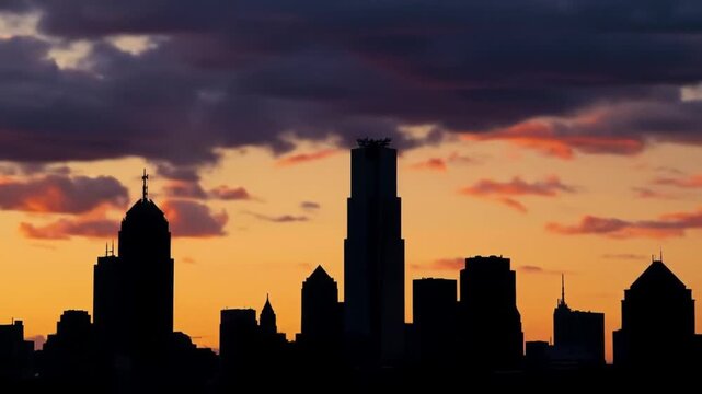 chicago skyline at sunset