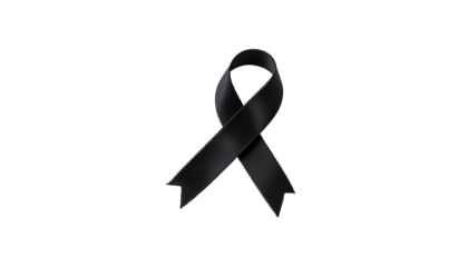 Black Awareness Ribbon – Simple Symmetrical Diagonal Support Symbol Isolated on Transparent Background