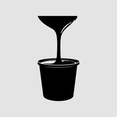 Paint Bucket Single Isolated Graphic Sign Vector Clip Art, Bucket Simple Icon Set Paint Bucket Black Silhouette Graphic Shape