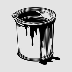 Paint Bucket Single Isolated Graphic Sign Vector Clip Art, Bucket Simple Icon Set Paint Bucket Black Silhouette Graphic Shape
