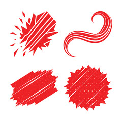 Vector art of four red brush stroke design elements for banner