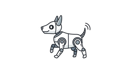 Robotic Puppy Design, Walking, Mechanical Dog Illustration.
