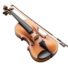 Fototapeta premium Acoustic violin and bow isolated on transparent background