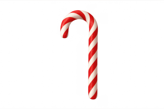 Red and white candy cane rotating on transparent background
