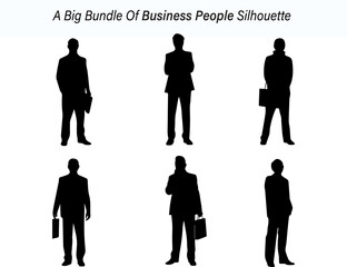 Six Business Professionals Standing in Various Poses Shown in a Silhouette Style silhouette The image