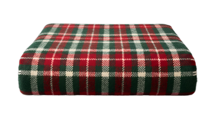 Festive red and green plaid blanket, ideal for Christmas holiday marketing, cozy winter home decor, seasonal advertising, gift wrap accents, or textile design,
