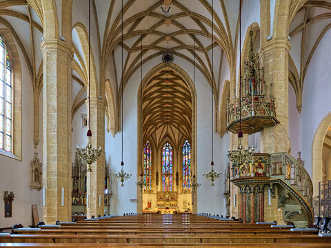 Graz, Austria. Interior of Franciscan Church (parish church of the Assumption of Mary). The church was founded in the 13th century.