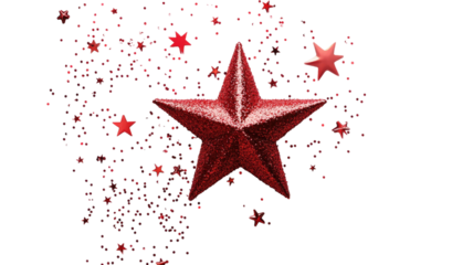 Festive Merry Christmas star decorative holiday ornament glowing seasonal celebration symbol design element isolated on white background