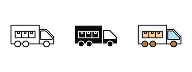 Delivery icon in fill colored outline style on a clean white background, representing shipping, logistics