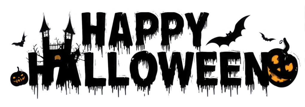 halloween trick or treat typography fonts png file for decoration
