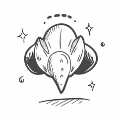 Captivating hand-drawn sketch of a blooming flower with sparkling accents and whimsical flourishes, perfect for creative projects and nature themes