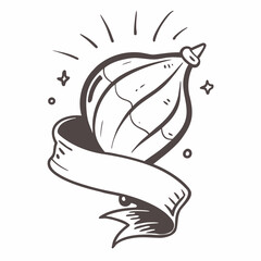 Retro-style bulb award ribbon with radiating lines and sparkle accents, perfect for celebrating achievements and milestones in a vintage aesthetic.