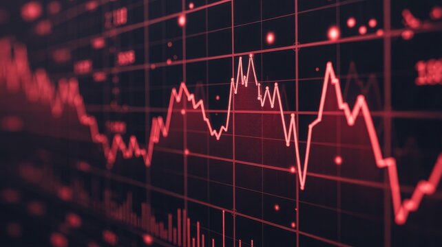 Red stock market crash graph showing financial loss and economic recession