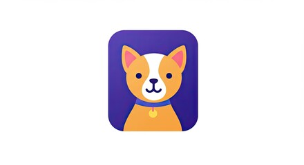 Obraz premium Pet Adoption Care App Icon Playful Cartoonic Style, Bright Cheerful Primary Colors 