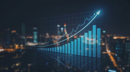 Fototapeta premium Business growth graph with cityscape background