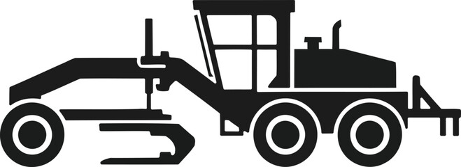 Motor Grader Heavy Equipment silhouette icon for the construction industry vector graphic