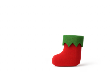 Red and Green Christmas Stocking on Transparent Background