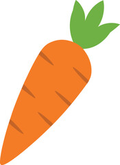 Cartoon Carrot Vector with Diagonal Texture and Leafy Top