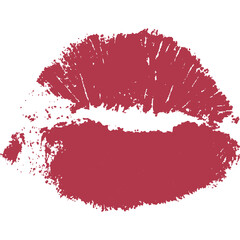  Stunning, isolated red lipstick kiss mark and beautiful lacquered lips on a transparent background.