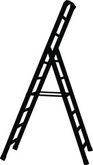 a black ladder standing upright against white background