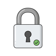 Secured Padlock with Checkmark: Symbol of Safety and Protection