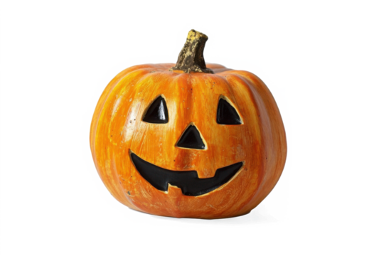 A carved halloween pumpkin with evil eyes and face isolated on white.
- Powered by Adobe