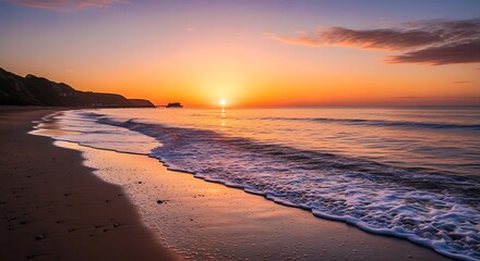 Sunrise Beach Ocean Coast Seascape.