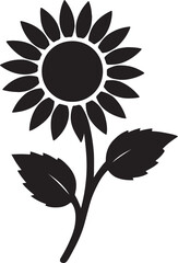 Sunflower bloom silhouette vector design for summer, botanical art, natural decor, and floral themes.