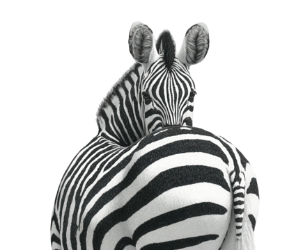 Two zebras embracing each other, isolated on transparent background - Powered by Adobe